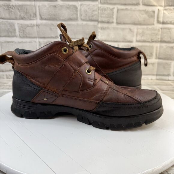 Polo Ralph Lauren Men's Size 10.5 Dover III Brown Leather Buckle Duck Boots - Picture 5 of 9